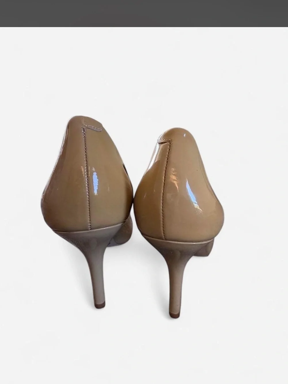 Patent Peep-Toe Pumps in Nude